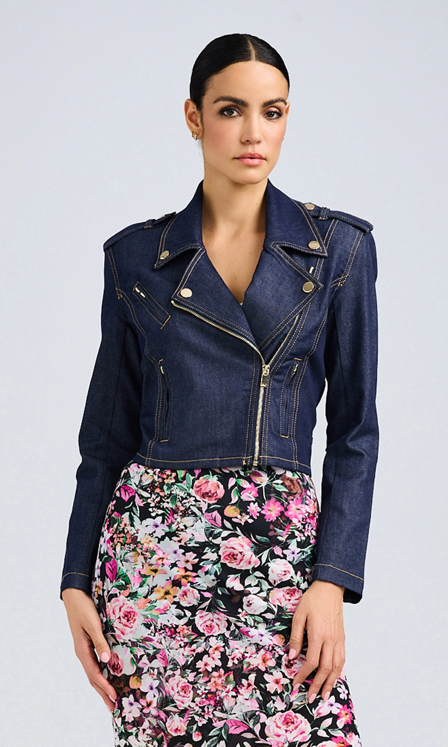 Cosita Sheen Denim Moto Jacket | Generation Love