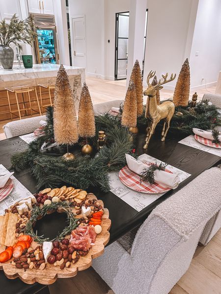 Decorating our table with everything from @target this holiday season #ad ❤️🌲 I LOVE that you can draw on the placemats! 🥰 #targetpartner #targetstyle #target 