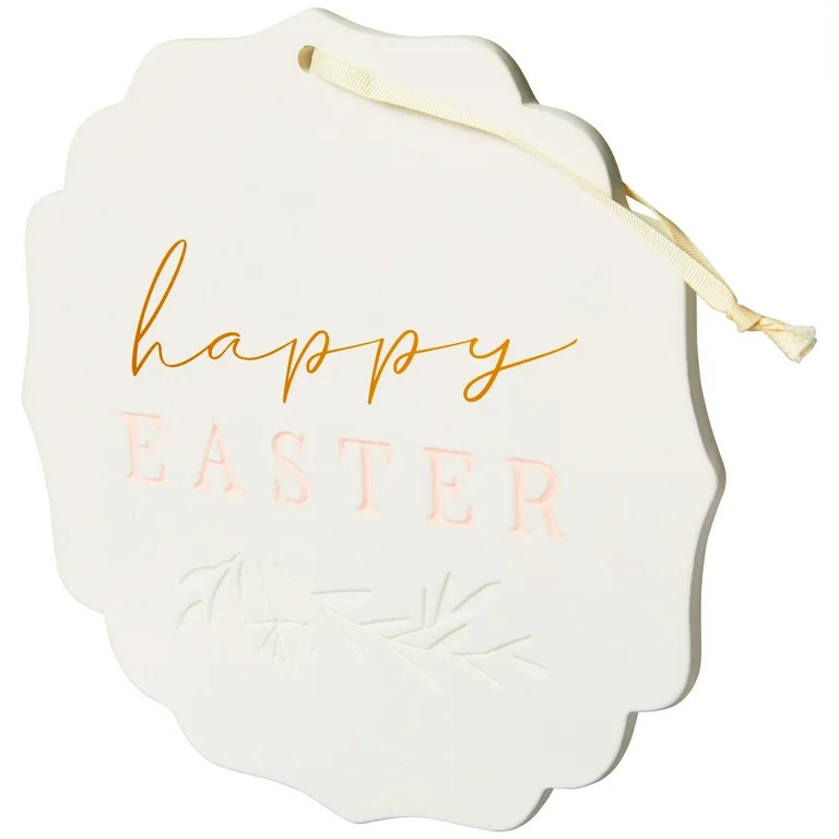 White Happy Easter Wall Sign, 10 in, by My Texas House | Walmart (US)