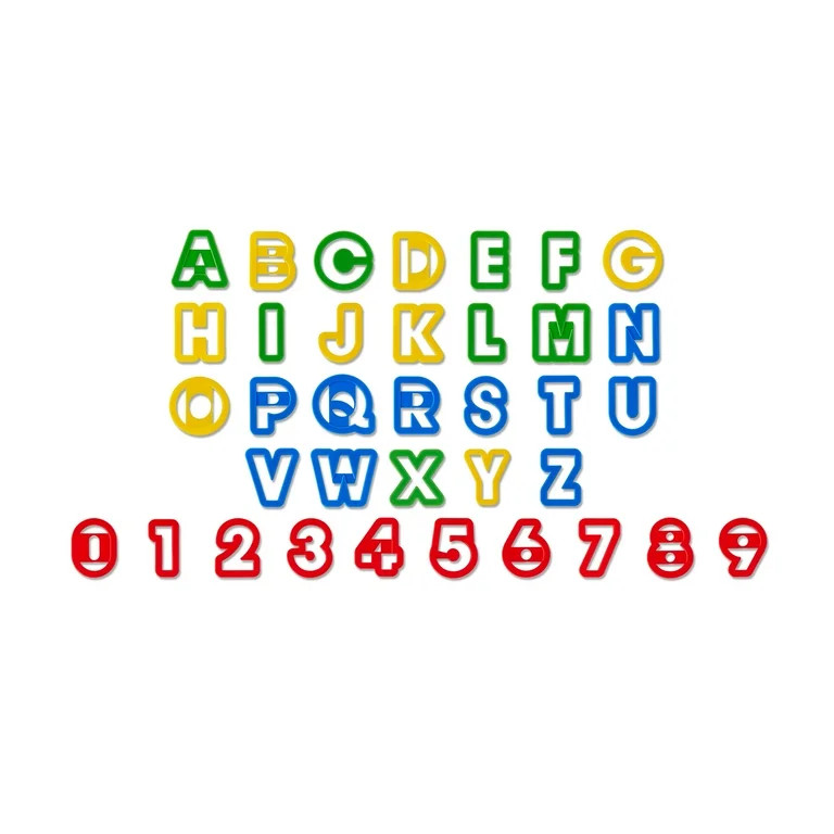 36 Count, Multicolor, Alphabet and Numbers Shape, Plastic Cookie Cutter Set, by Way To Celebrate | Walmart (US)