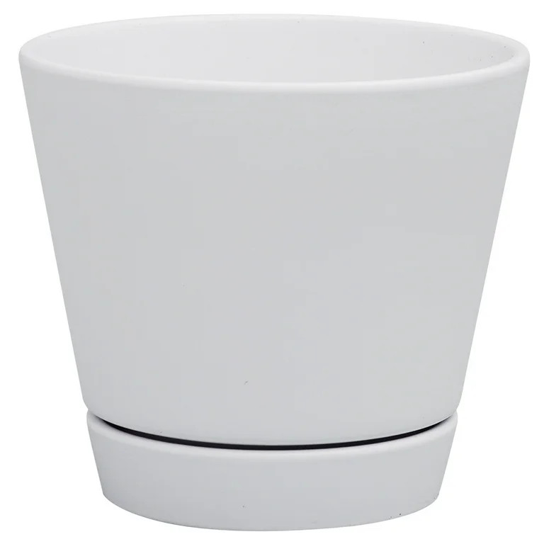 Mainstays 8" x 8" x 7" Round White Ceramic Plant Planter with Saucer | Walmart (US)