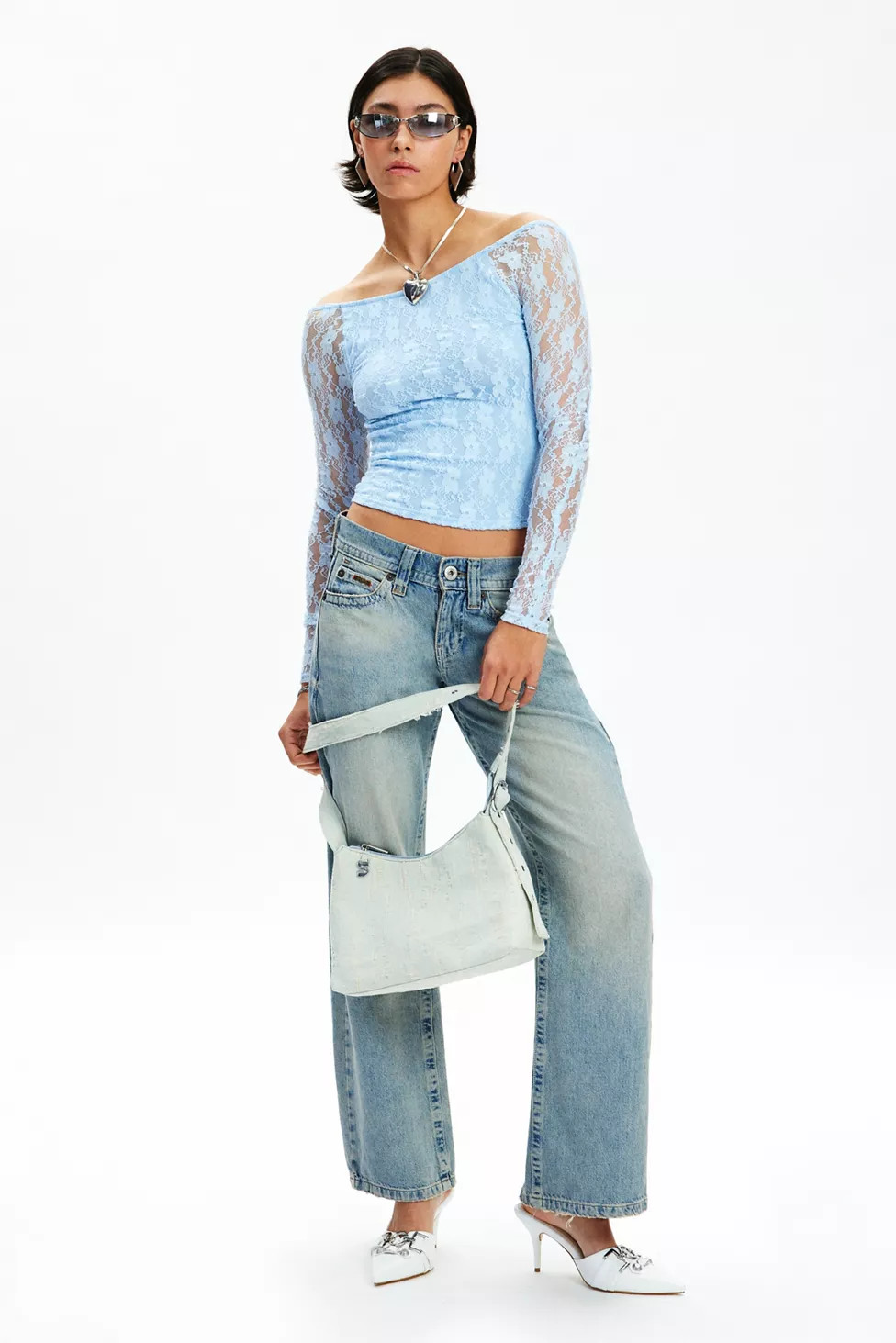 UO Nadia Semi-Sheer Lace Long Sleeve Top | Urban Outfitters (US and RoW)