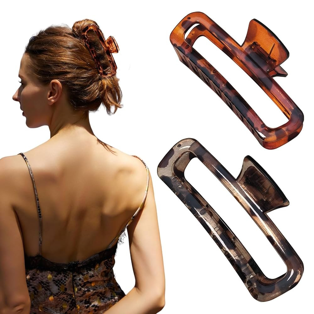 Hair Claw Clips 5 Inch XL Unbreakable Glossy Rectangle Square Extra Large Tight Strong Clip Neutr... | Amazon (US)