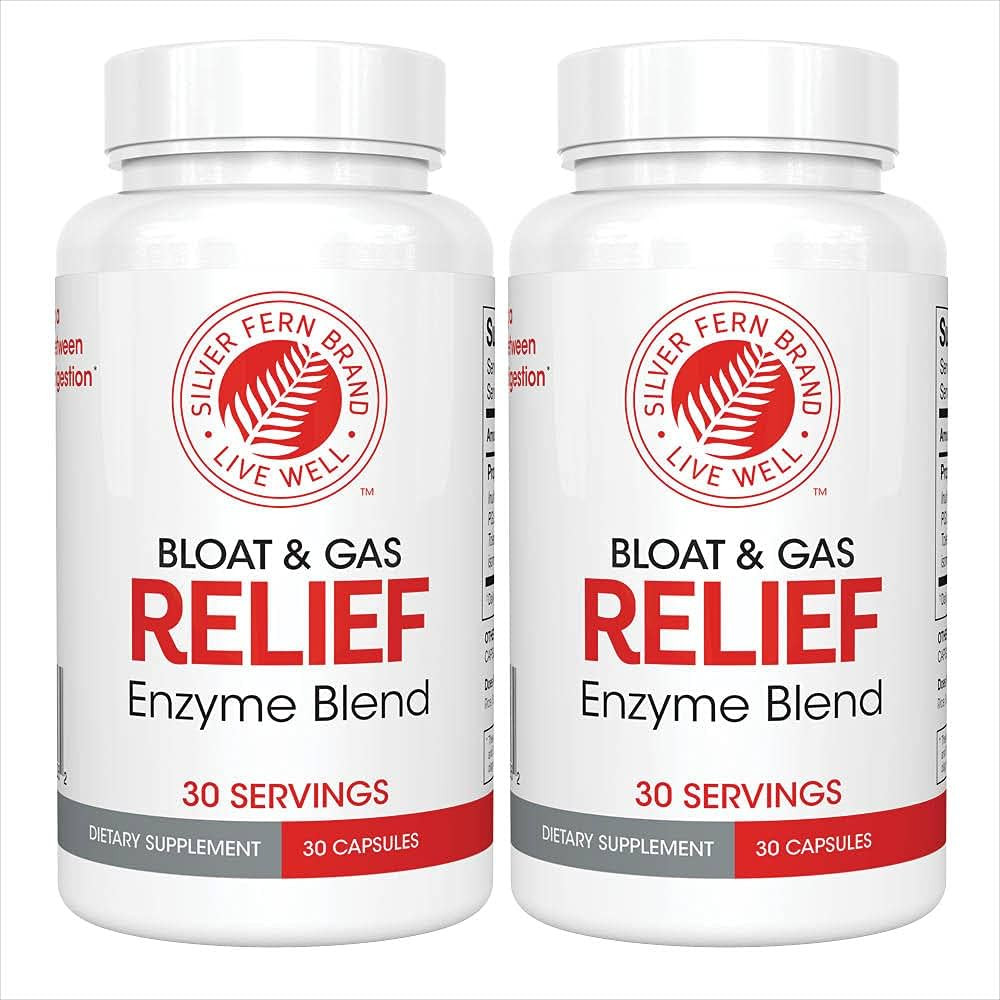 Silver Fern Bloat & Gas Relief Digestive Enzyme Blend - 2 Bottles = 60 Servings - FODMAP & Bloati... | Amazon (US)
