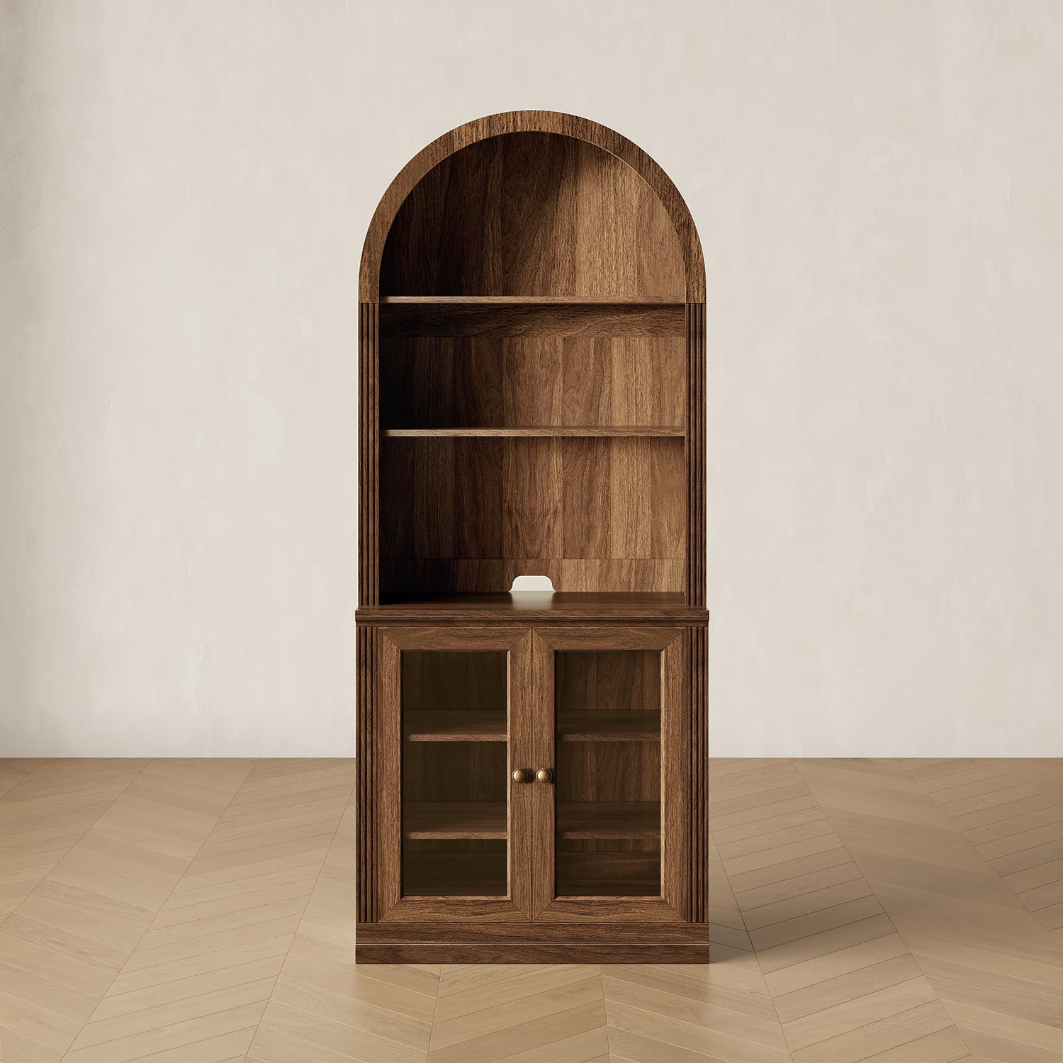 Monos 77-Inch Tall Modular Arched Bookcase with Acrylic Doors, Walnut | Amazon (US)
