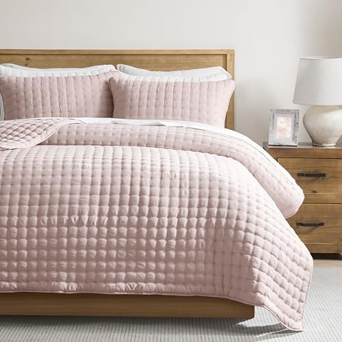WDCOZY Pink Queen Size Quilt Bedding Sets with Pillow Shams, Lightweight Soft Bedspread Coverlet,... | Amazon (US)