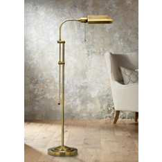 Regency Hill Jenson Adjustable Height Brass Swing Arm Pharmacy Floor Lamp | www.lampsplus.com | Lamps Plus