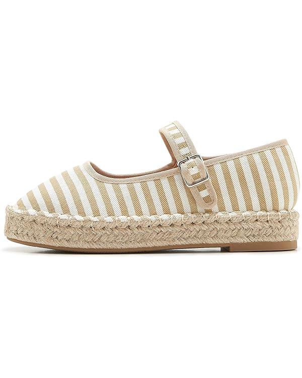 Women's Mary Jane Espadrilles Woven Espadrille Outsole Canvas Summer Flats | Amazon (US)