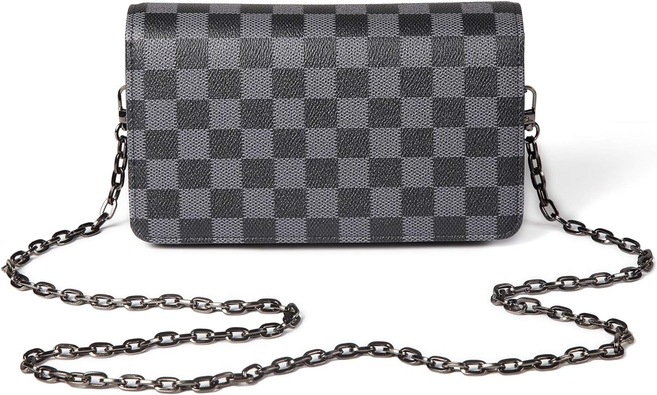 Checkered Cross body bag - RFID Blocking with Credit Card slots clutch -PU Vegan Leather | Amazon (US)