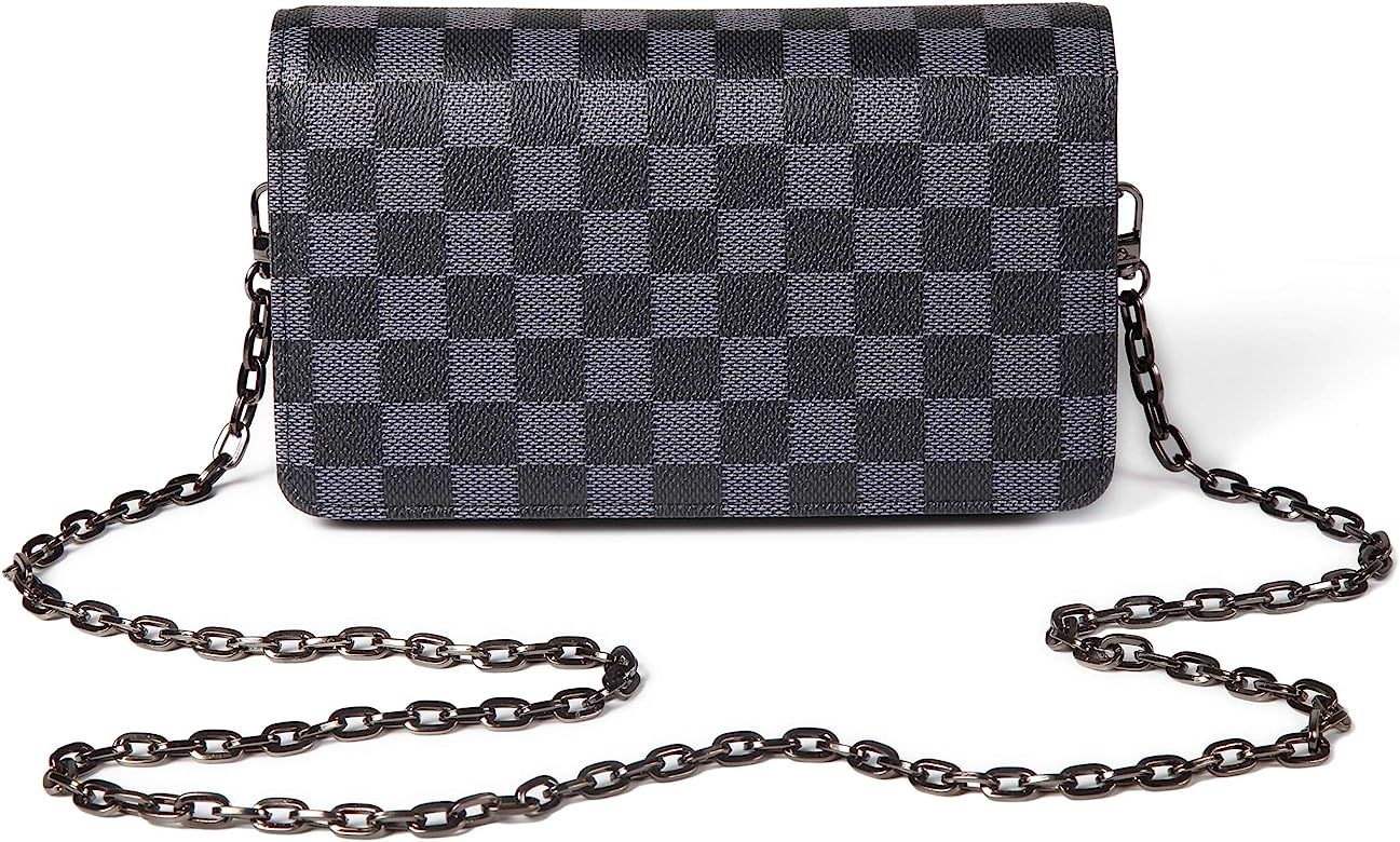 Checkered Cross body bag - RFID Blocking with Credit Card slots clutch -PU Vegan Leather | Amazon (US)