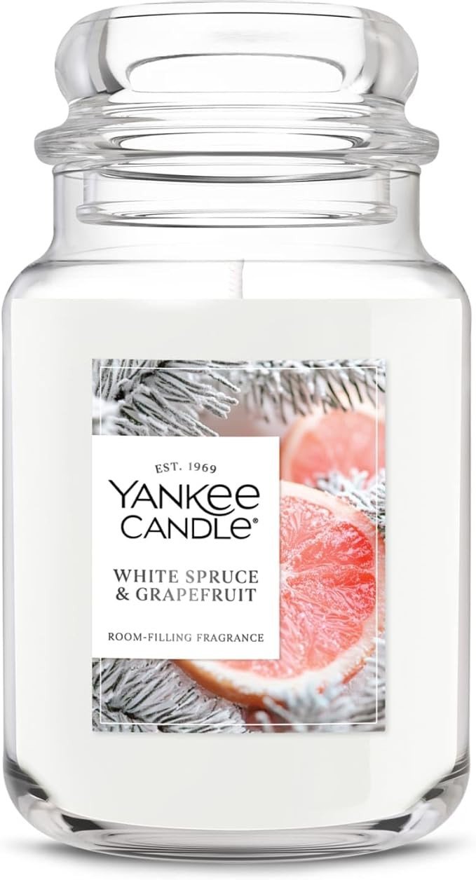 Yankee Candle White Spruce & Grapefruit Scented Candle, 22oz Large Jar with up to 150 Hour Burn T... | Amazon (US)