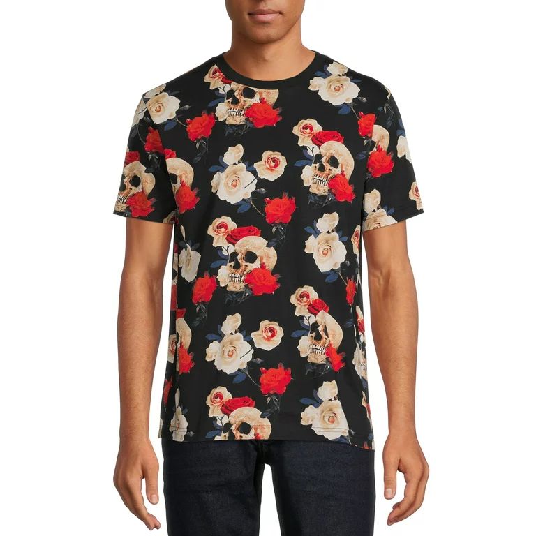 No Boundaries Men's and Big Men's Allover Printed T-Shirt with Short Sleeves, Sizes up to 5XL | Walmart (US)
