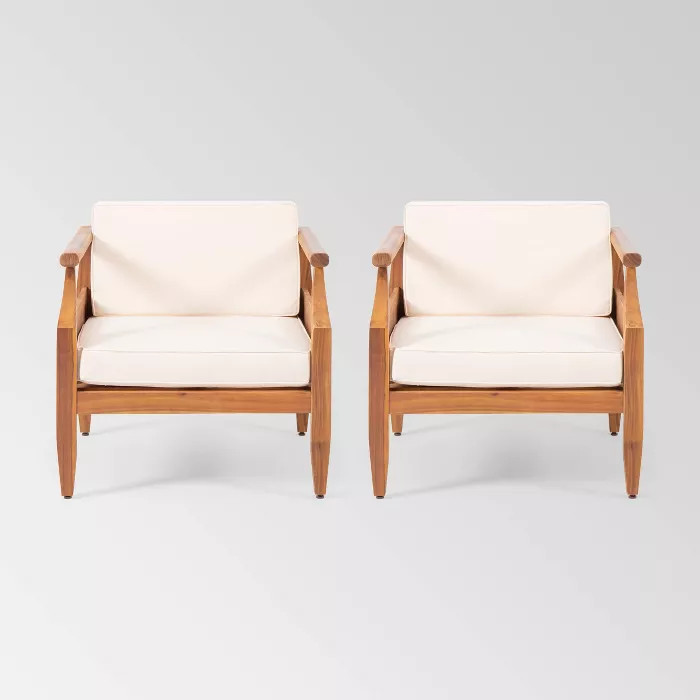Aston 2pk Acacia Wood Mid-Century Modern Club Chair - Christopher Knight Home | Target
