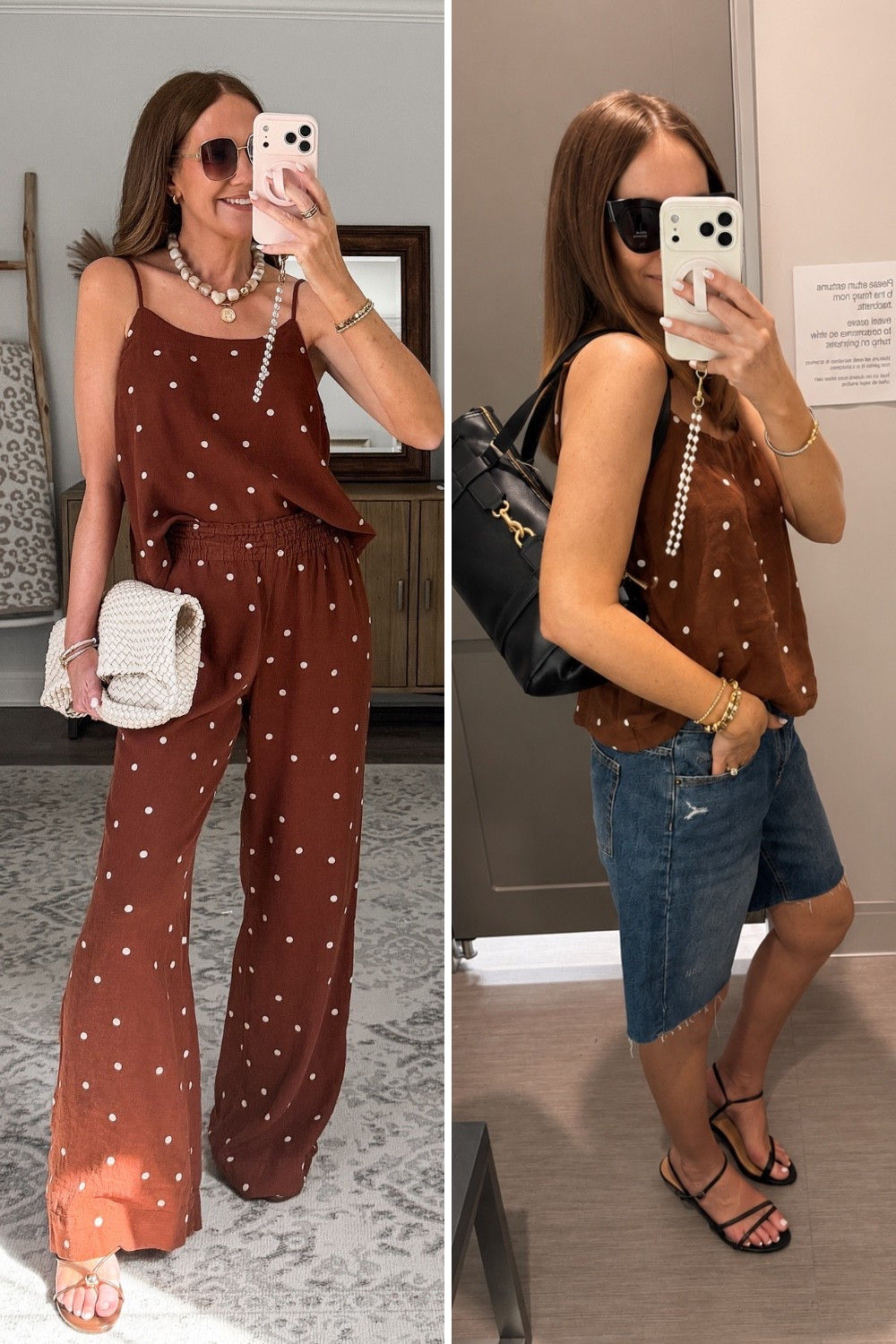 Pretty Woman moment! This brown polka dot set is perfect together or separately. Small talk in the pants and medium in the tank.🤎🤍

#LTKootd #LTKSeasonal #LTKOver40