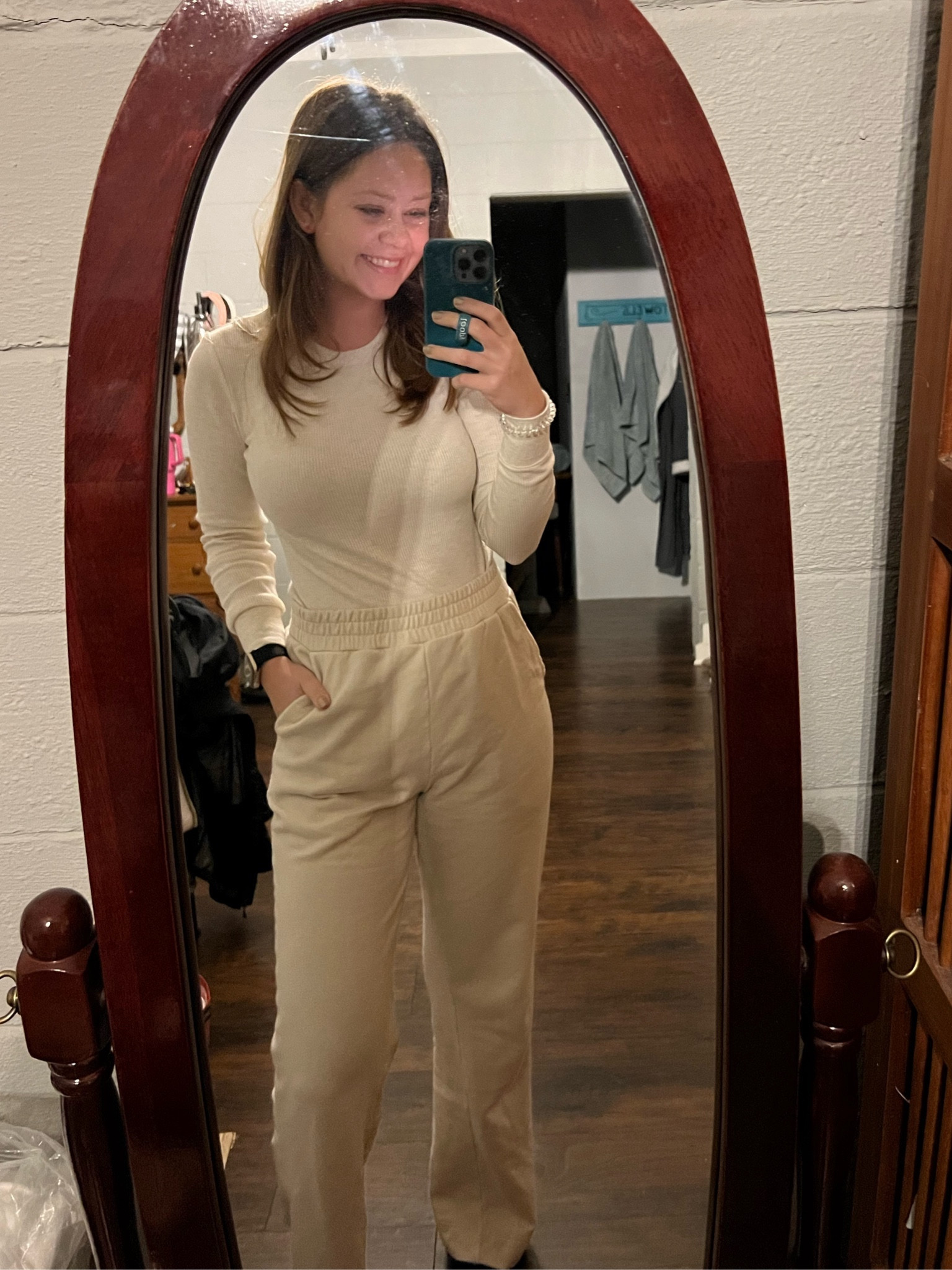 Nuuds wide leg sweatpants and waffle bodysuit in the color bone 

#LTKfindsunder100 #LTKSeasonal #LTKstyletip