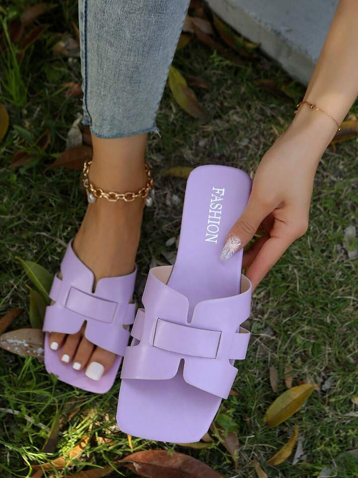 Fashionable Slide Sandals For Women, Cut Out Design Flat Sandals | SHEIN