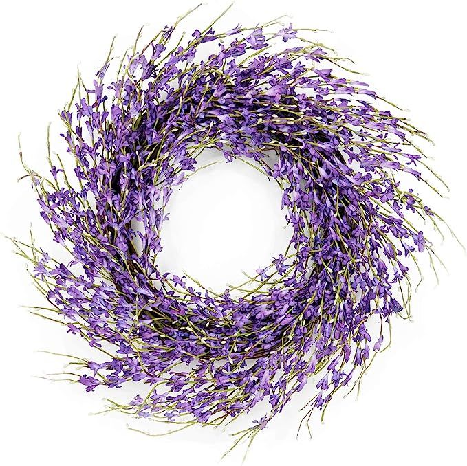Spring Wreaths 22 inch for Front Door, Purple Elegant Lavender Floral Wreath for Spring and Summe... | Amazon (US)