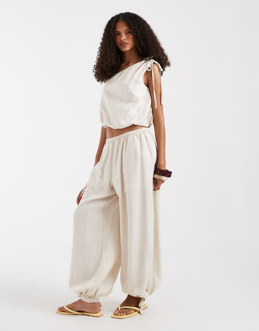 Vero Moda balloon pants with ankle detail in cream - part of a set-White | ASOS (Global)