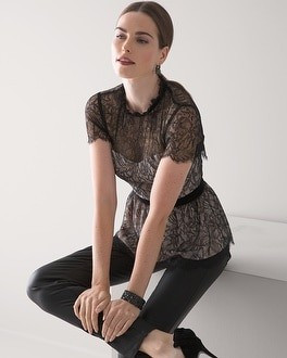 Short Sleeve Lace Blouse | White House Black Market