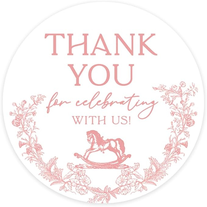 Andaz Press 2 Inch Pink Toile de Jouy Baby Shower Stickers, Toile De Jouy Baby Shower Party Decor... | Amazon (US)
