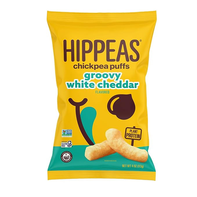 Hippeas Chickpea Puffs, Vegan White Cheddar, 4 Ounce (Pack of 1), 4g Protein, 3g Fiber, Vegan, Gl... | Amazon (US)