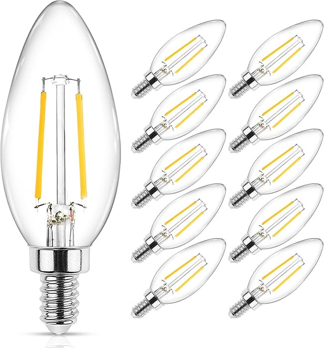 Ascher Classic E12 LED Candelabra Light Bulb 4W, Equivalent 40W, Warm White 2700K, Non-Dimmable, ... | Amazon (US)