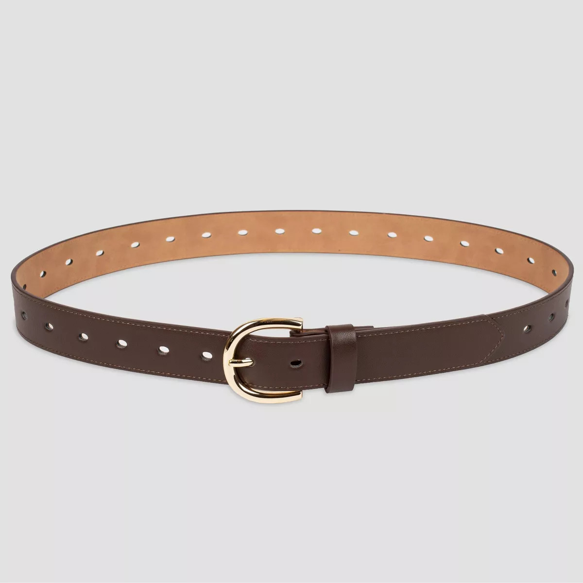 Women's Laser Cut Belt - A New Day™ Brown XS: Adjustable Strap, Solid Pattern, Buckle Closure, ... | Target