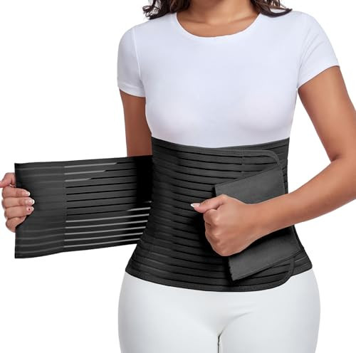 Postpartum & Post Surgery Abdominal Binder. Postpartum Belly Band Support Recovery after C-Section, Natural Birth, Hysterectomy, Hernia Belt (Black,M) | Amazon (US)