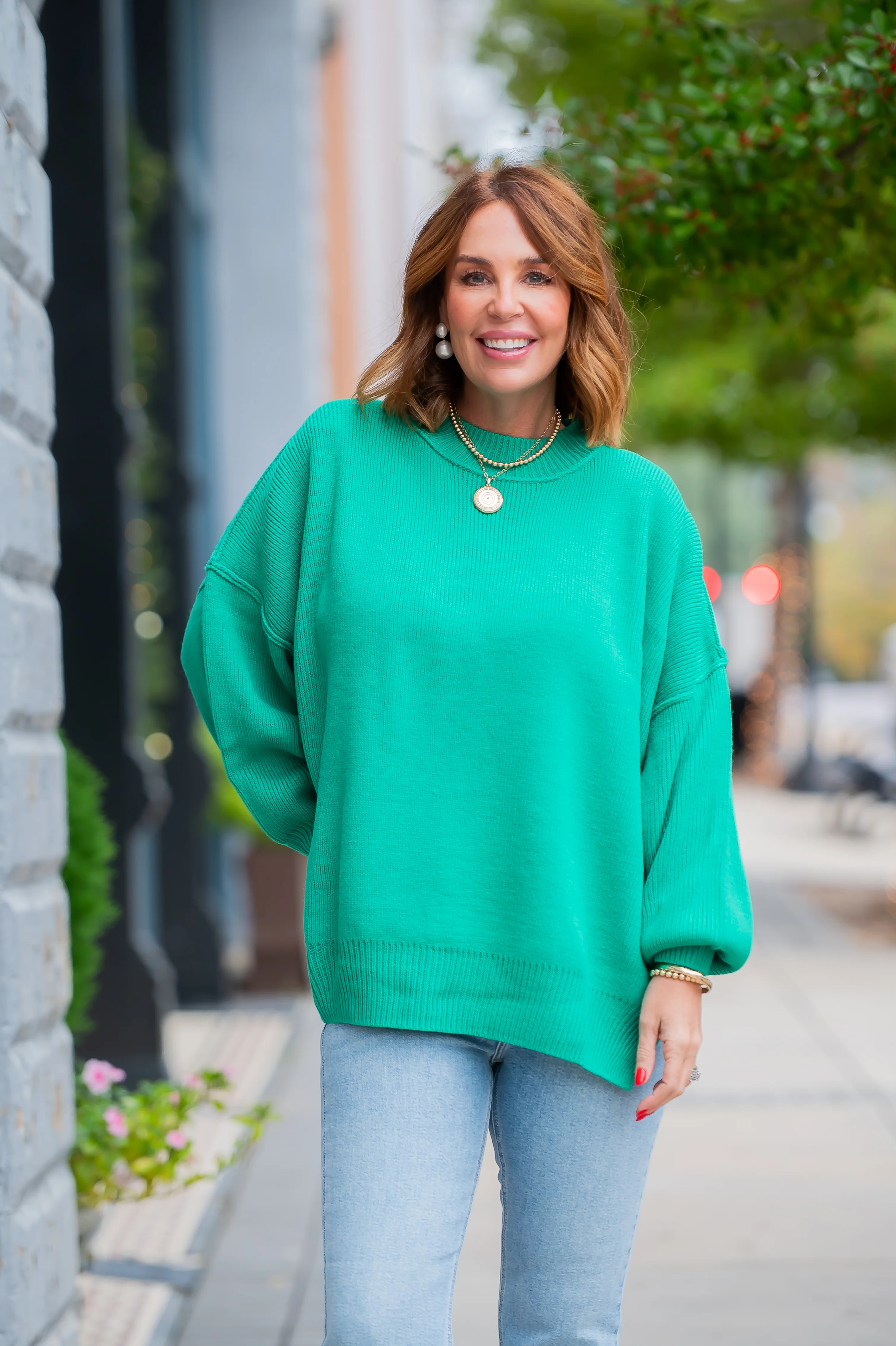 Wray Oversized Sweater-Green | Caroline Hill