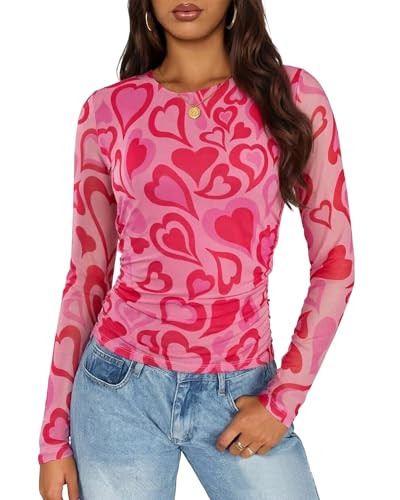 MOUSYA USA Sheer Tops for Women Patriotic Mesh Long Sleeve Top See Through Sexy Going Out Tee Ame... | Amazon (US)