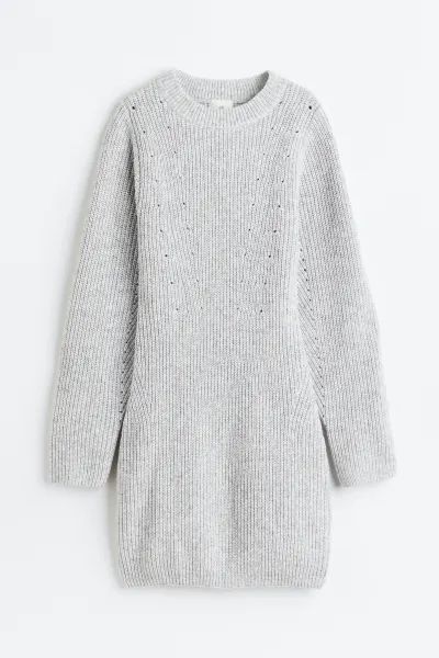 Rib-knit bodycon dress - Light grey marl - Ladies | H&M GB | H&M (UK, MY, IN, SG, PH, TW, HK)