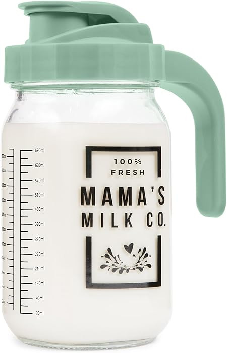 Breast Milk Pitcher with Leak Proof Pop Top Lid - Easy Pour Mason Jar Breastmilk Pitcher for Frid... | Amazon (US)