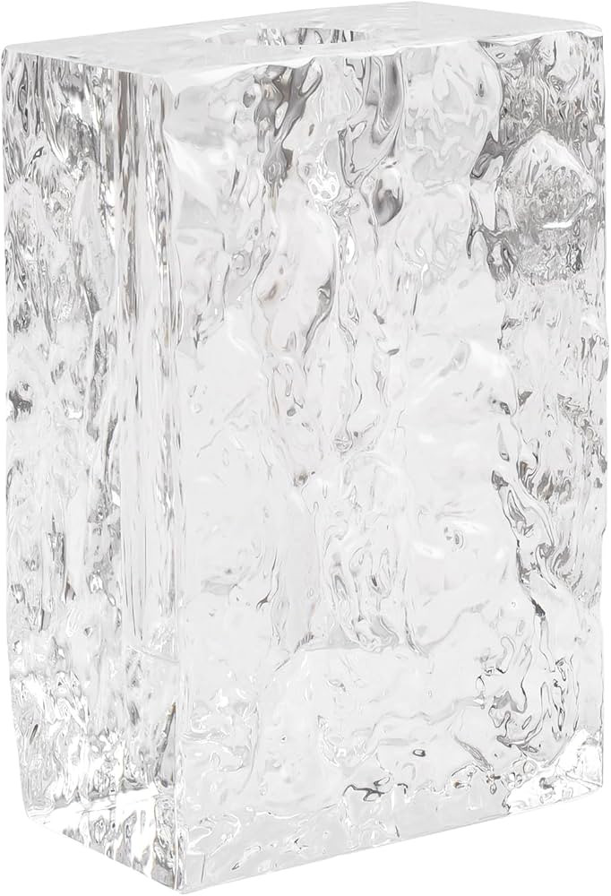 Crystal Flower Vase with Glacial Texture,Heavy Duty Large Clear Vase for Dining Table Kitchen Off... | Amazon (US)