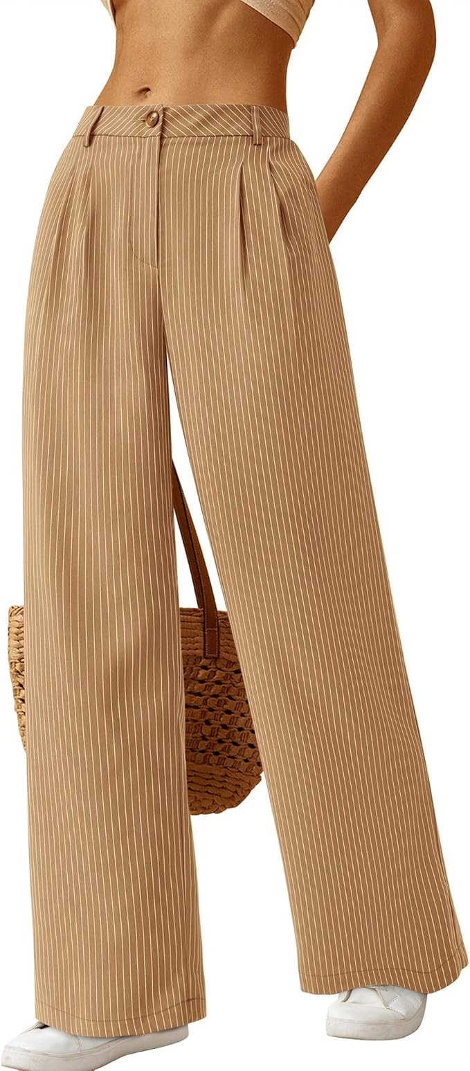 BTFBM Women Striped Dress Pants 2025 Spring Business Casual Outfits Wide Leg Long Palazzo Pants W... | Amazon (US)