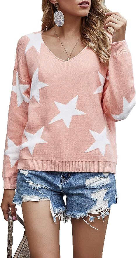 Murimia Women's Color Block Striped Oversized Sweater Long Sleeve Casual Loose Knit Pullover Tops | Amazon (US)