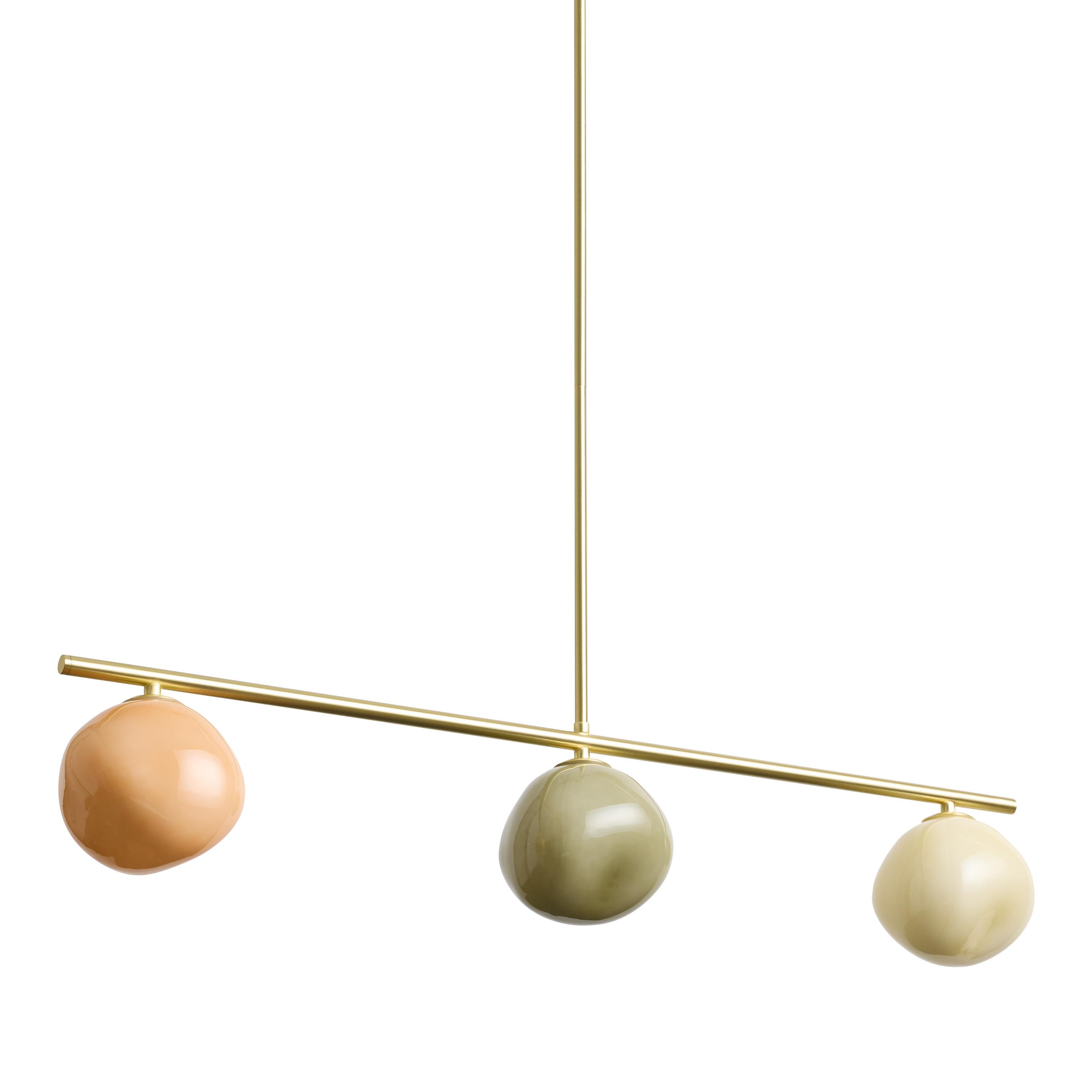 Orla Tricolor Blown Glass Orb and Brass 3 Light LED Chandelier | World Market