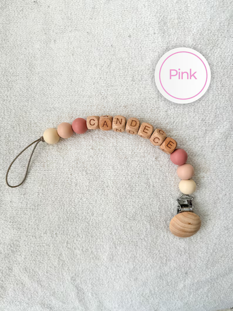Personalized Pacifier Clip and Rattle Set|custom Baby Shower Gift|pastel Babygirl Binky Holder|wo... | Etsy (US)