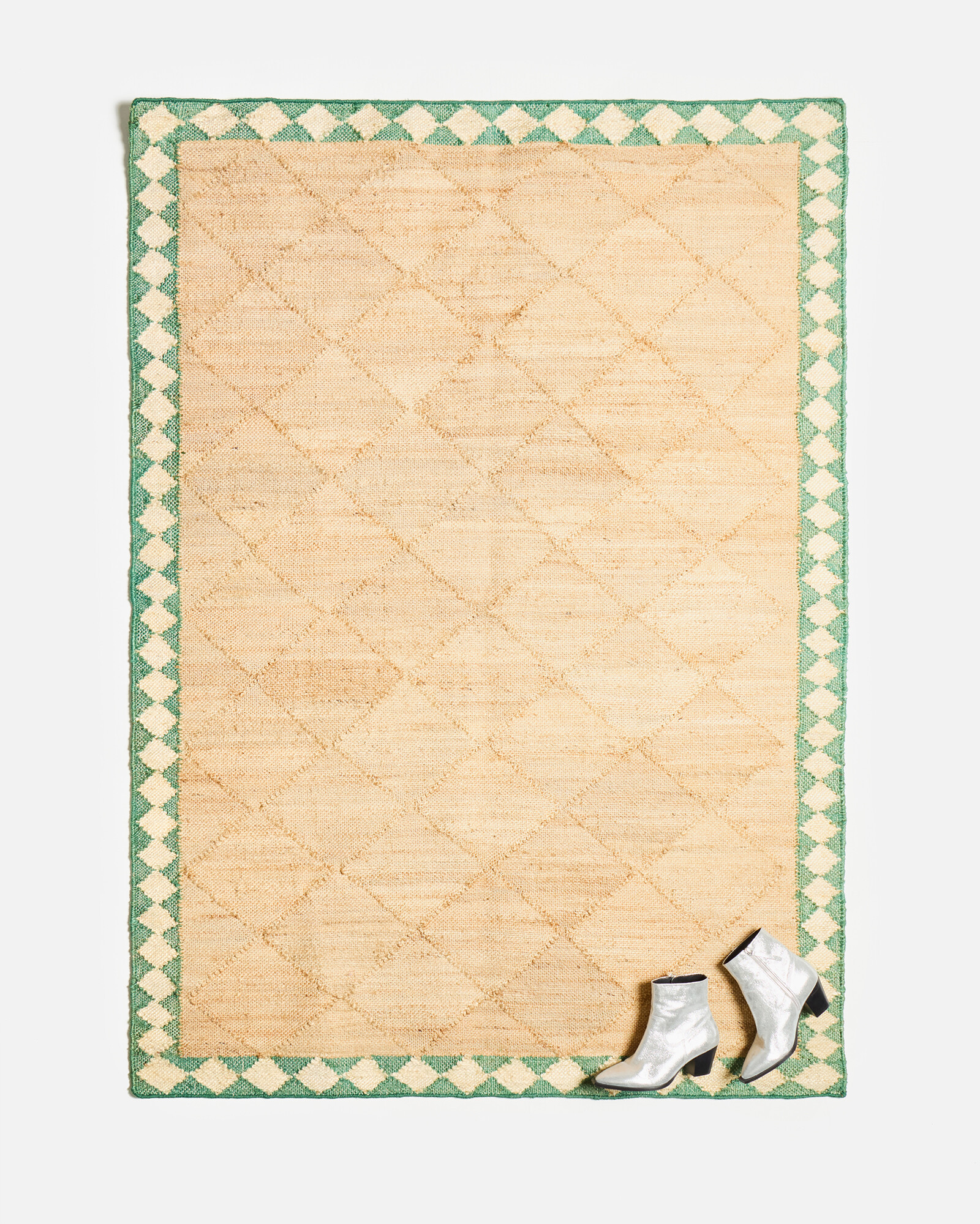 Milos Diamond Bordered Large Jute Rug 200x140cm | Oliver Bonas | Oliver Bonas (Global)