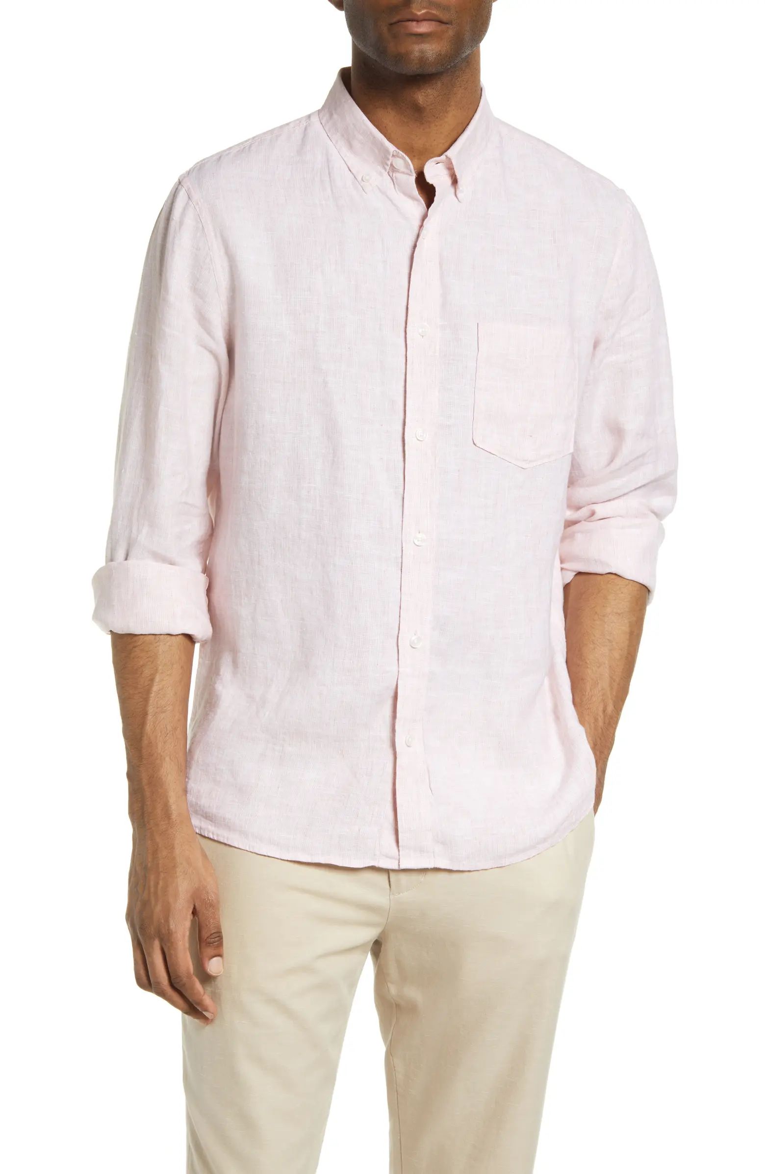 Trim Fit Solid Linen Button-Down Shirt | Nordstrom