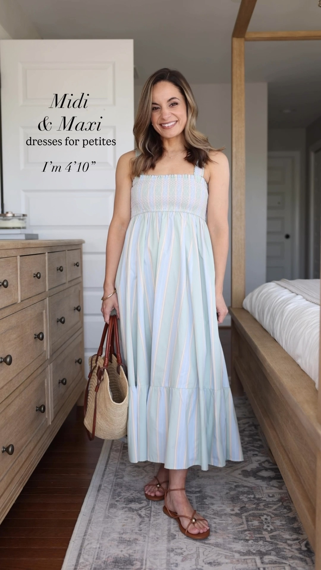 Midi and maxi dresses for petites! 

Striped Dress (Abercrombie): petite xxs - converts to a skirt 
Denim Vest (BR Factory): 0 - a little large at the chest on me 
White Dress (LOFT): petite xxs/00 - true to size, fully lined 
Brown & White Floral: petite xxs/00 - true to size, fully lined

Shoes are all true to size 

My measurements for reference: I’m 4’10” and 105lbs. My bust, waist, and hip measurement is 32”, 24”, and 36”.

#LTKPetite #LTKSeasonal