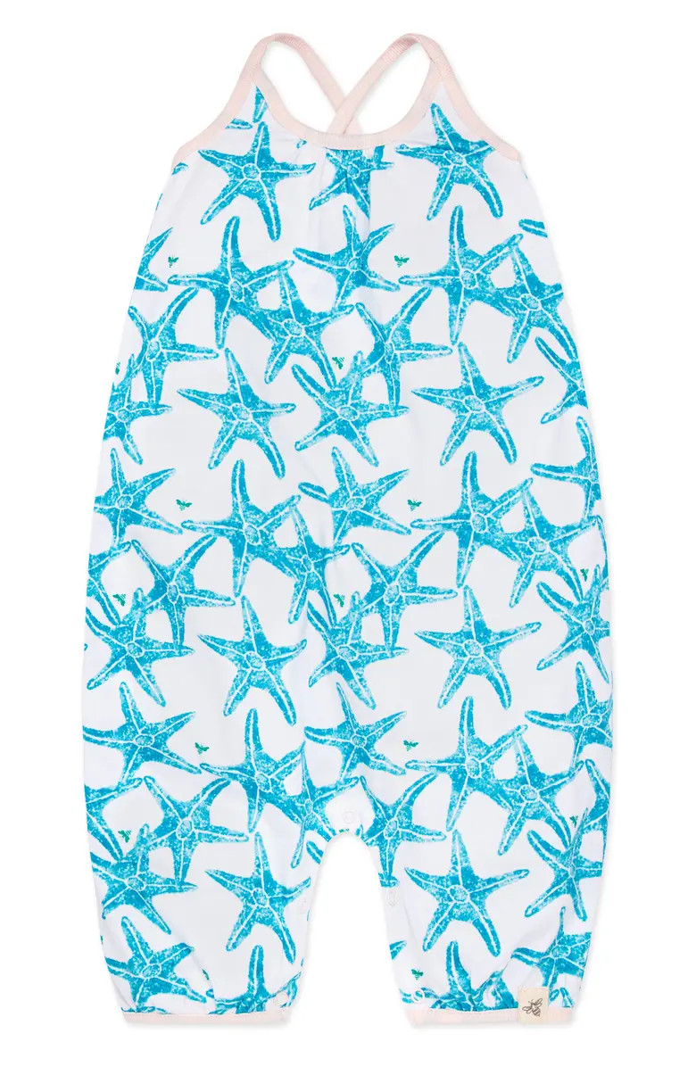 Burt's Bees Watercolor Starfish Bubble Romper | Nordstrom