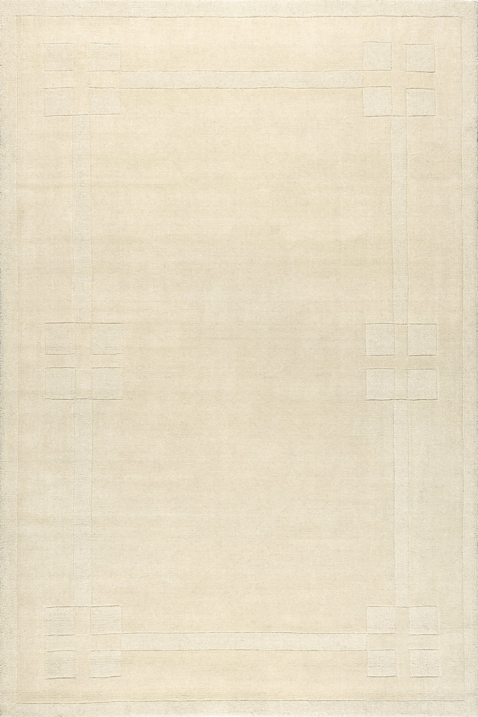 Cream Rune Bordered Wool-Blend 9' 6"" x 13' 6"" rug | Rugs USA