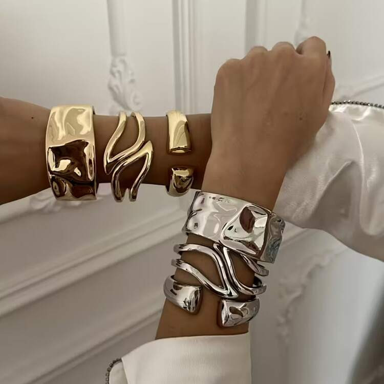 3 Piece Womens Metal Bracelet Set  | SHEIN