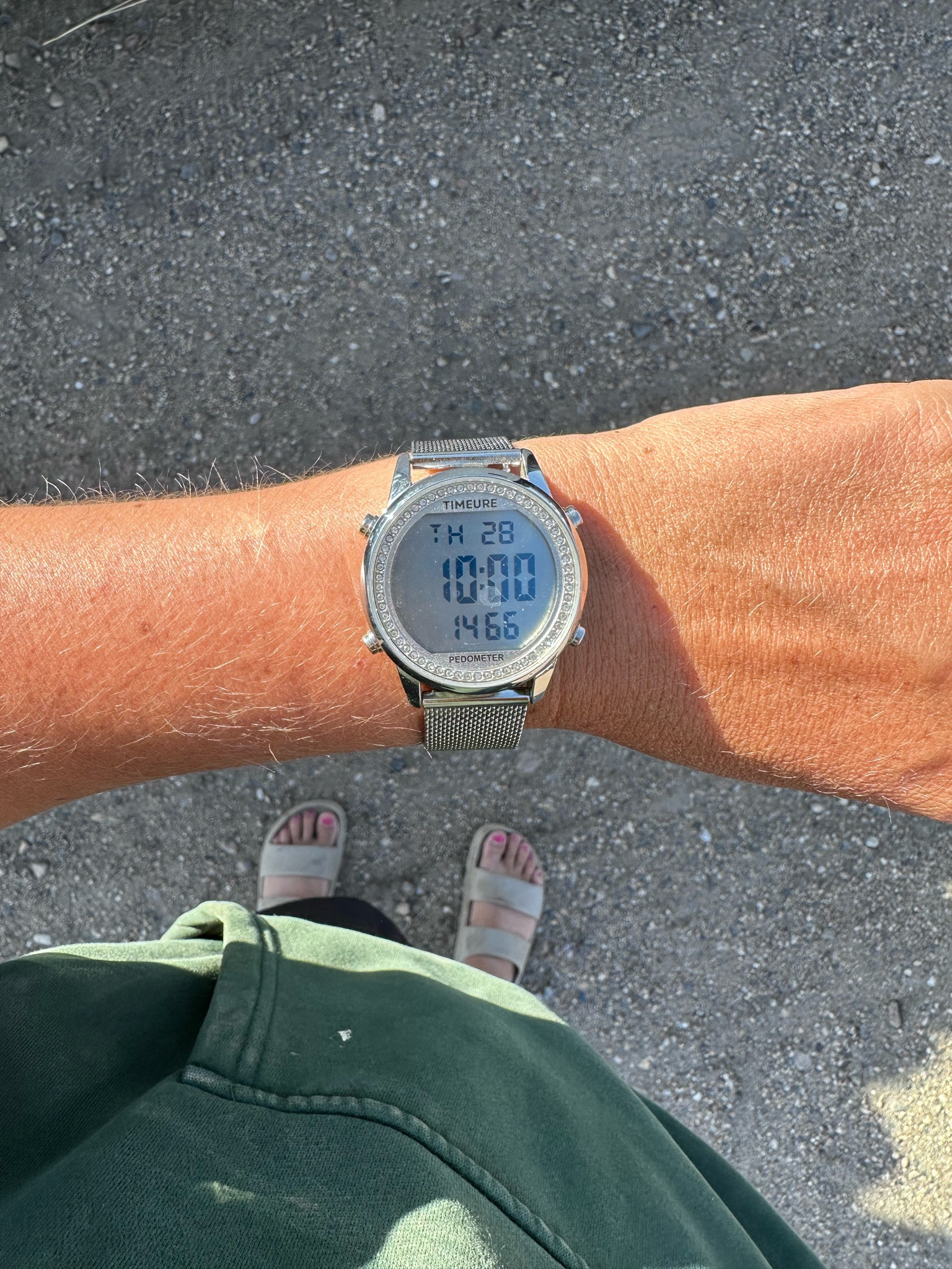 Tracking my steps plus checking the time all on a not smart device — loving this right now! This acts as a regular watch so the time is always displayed without needing a tap. Looks fancy too!

#LTKfindsunder50 #LTKActive