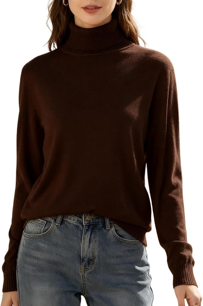 SANGTREE Women's Turtleneck Sweater Long Sleeve Casual Fall Winter Knit Pullover Sweater Top | Amazon (US)