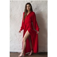 Silk Long Robe | Women's Maxi Red Dress Wedding Bridal Xl Plus Size | Etsy (US)