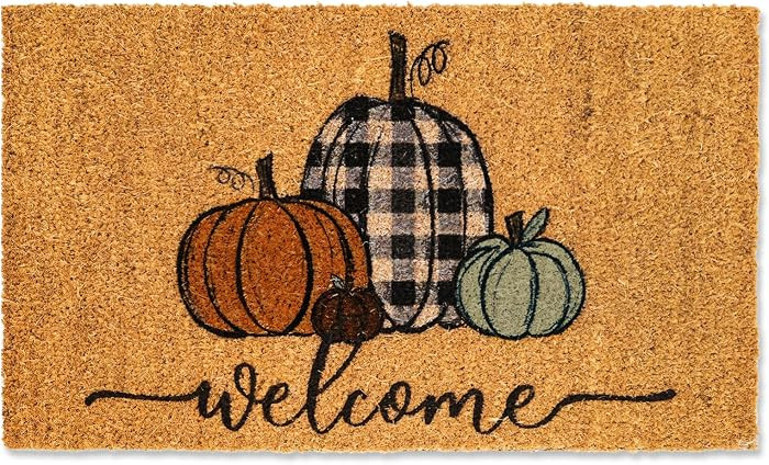 Whaline Fall Door Mats Natural Coir Welcome Doormat Pumpkin Non Slip Farmhouse Rectangle Front Do... | Amazon (US)