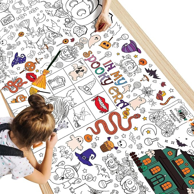 Halloween Giant Coloring Poster/Tablecloth - Halloween Crafts for Kids - 30 x 72 Inches Jumbo Col... | Amazon (US)