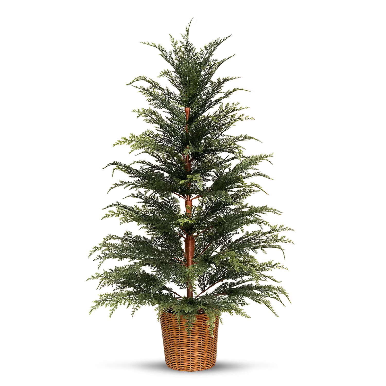 1 Pcs 4.3 ft Artificial Cedar Christmas Tree with LED String Lights (Planter Included), Christmas Decoration, Suitable for Porch, Outdoor, and Indoor Home Decoration | Walmart (US)