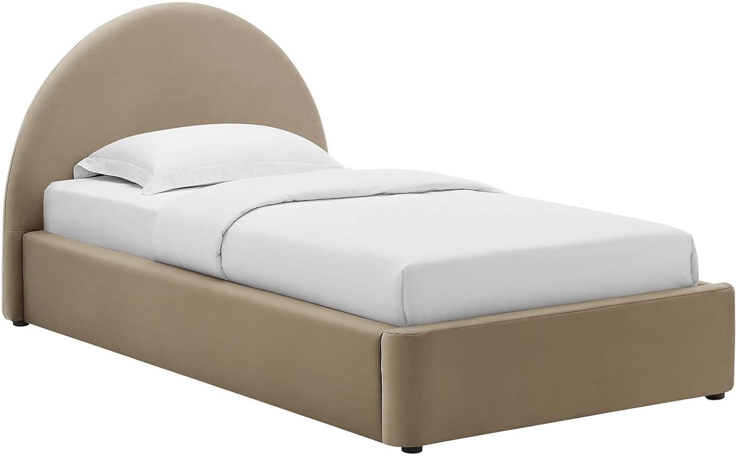 Modway Resort Twin Size Platform Bed with Arch Shaped Round Headboard in Taupe, Upholstered Bed F... | Amazon (US)